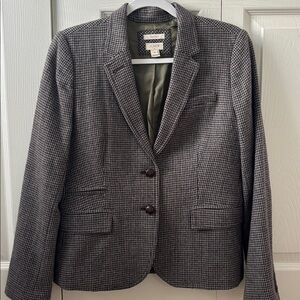 J.CREW Multi muted brown, blue, black and gray houndstooth Blazer,